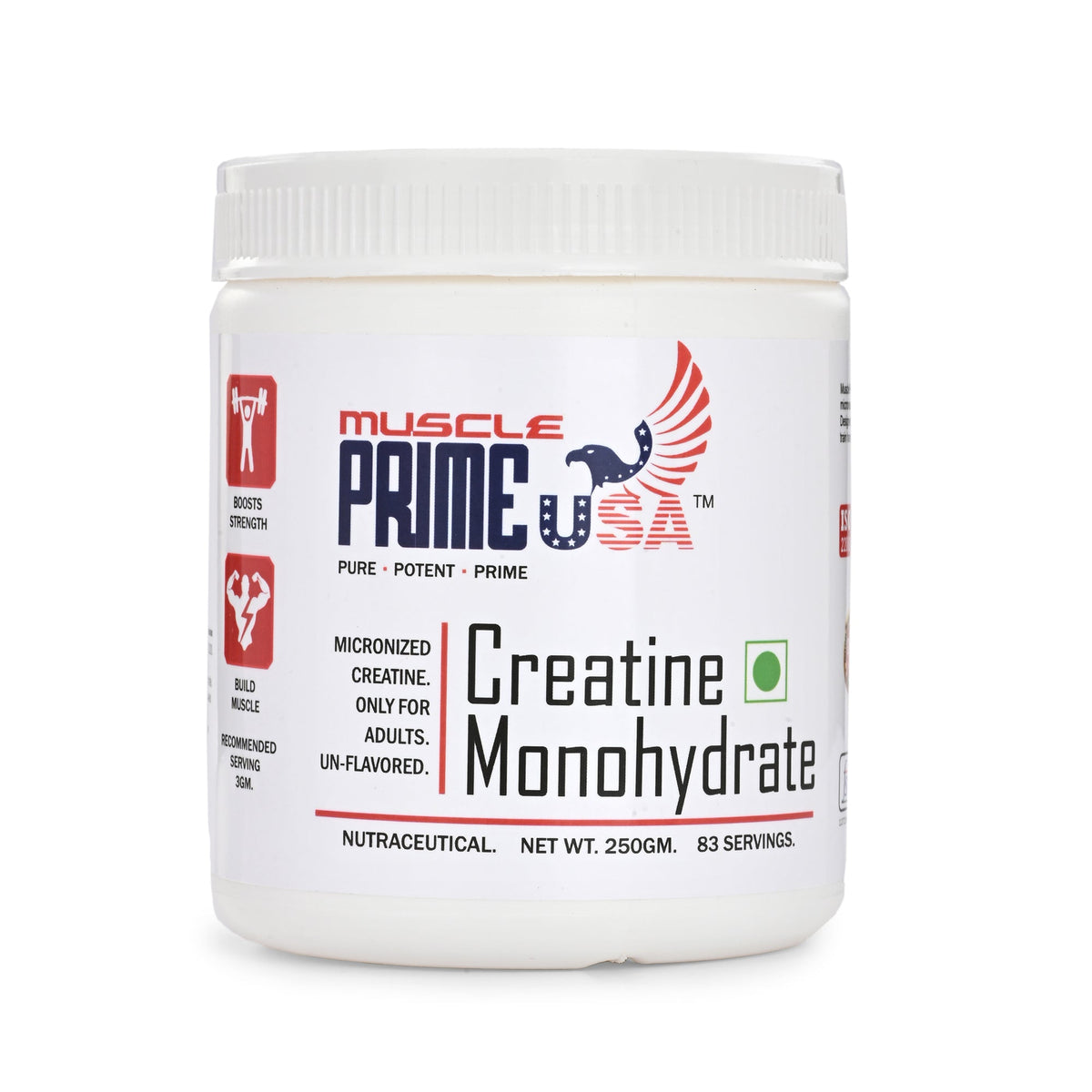 Muscle Prime USA Creatine Monohydrate 250gm 83 Servings