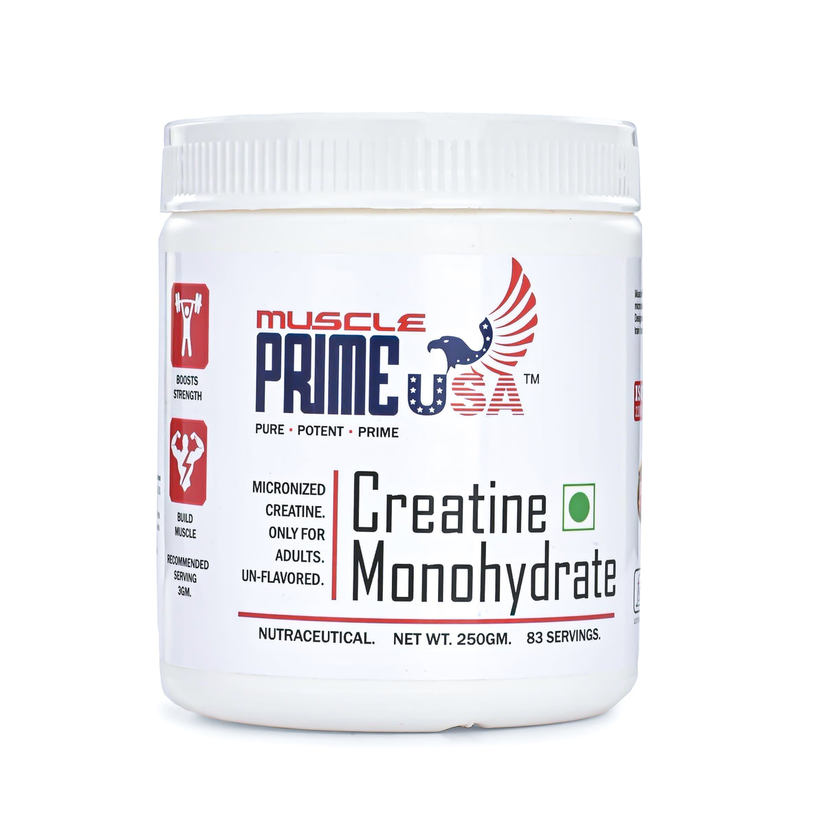 Muscle Prime USA Creatine Monohydrate 250gm 83 Servings