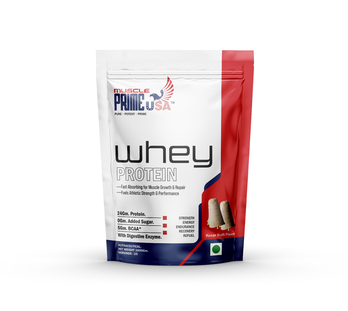 Muscle Prime USA Whey Protein 1kg Kesar Kulfi